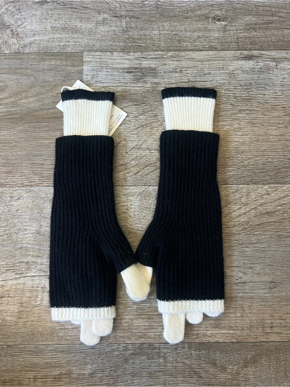 Naked Cashmere Women’s Ski Gloves in Black and White